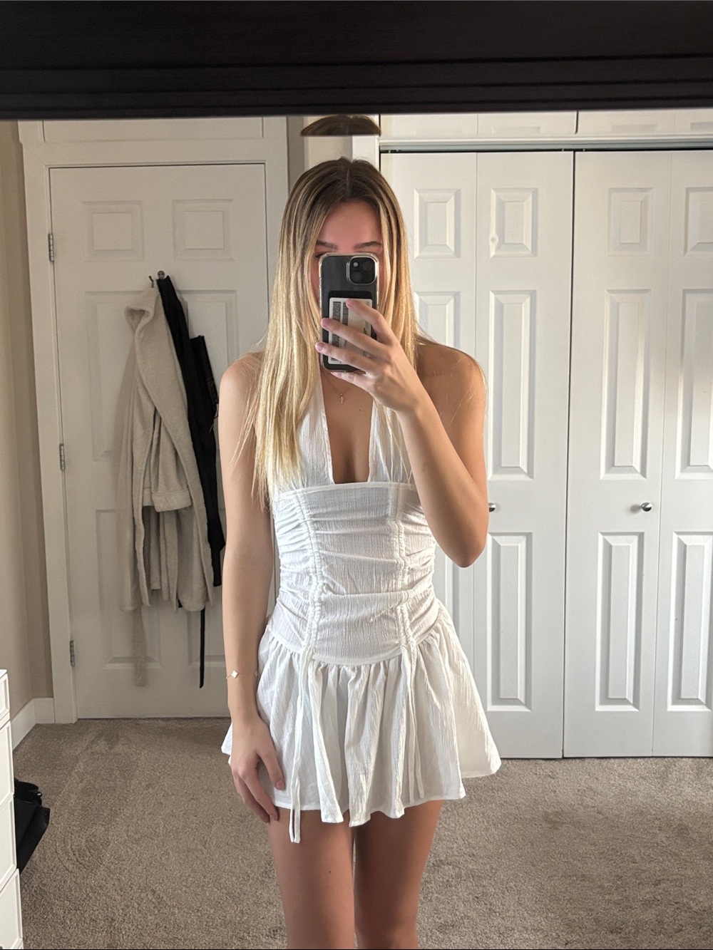 White Halter Mini Dress